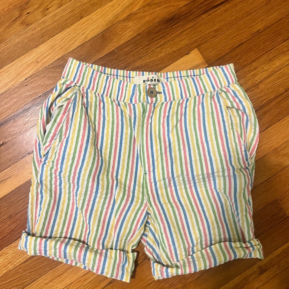 Mini Boden Colorful Striped Boys Shorts, Seersucker